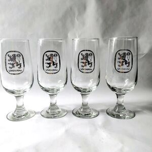 Set 4 LOWENBRAU Pilsner Beer Glasses Footed